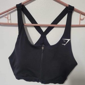 Gymshark zip up sports bra. Size small. Black. Excellent condition.